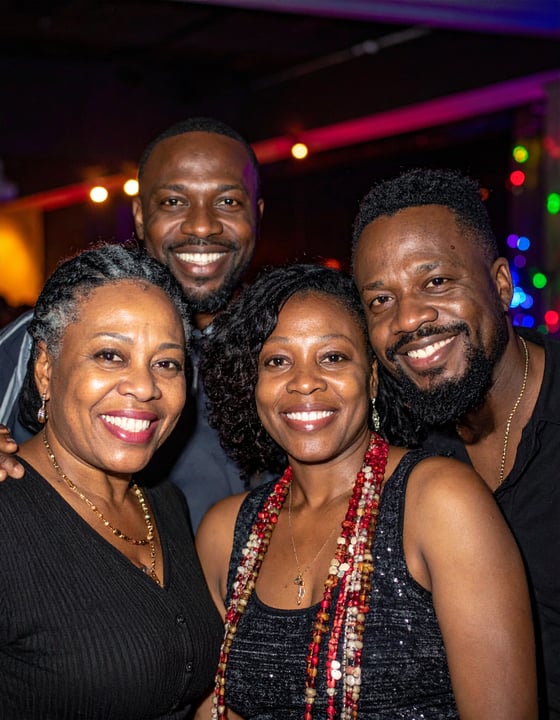 Firefly_black people in their 30s, 40s and 50s smiling for the camera at an evening indoor 874298